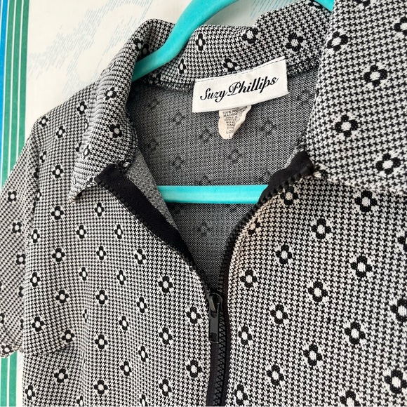 Vintage 90s Y2K Zip Front Plaid Daisy Mini Dress academia club extra small - Picture 7 of 10